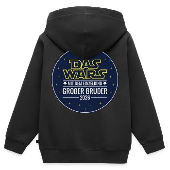 Das wars mit dem Einzelkind Grosser Bruder 2026 - Kinder Premium Organic Zip Hoodie - Schwarz - Hinten - AI Model Kid Male (0cm)