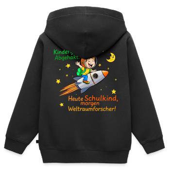 Mission School Child - Kids Premium Organic Zip-up Hoodie - black - Back - AI Model Kid Male (0cm)