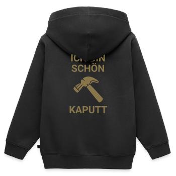 Ich bin schön kaputt - Kinder Premium Organic Zip Hoodie - Schwarz - Hinten - AI Model Kid Male (0cm)