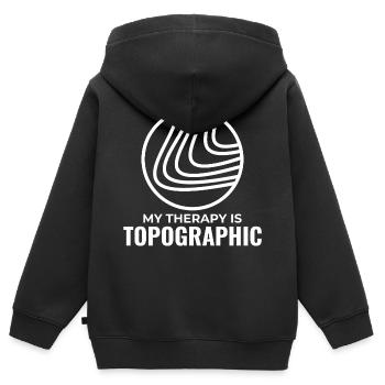 Meine Therapie ist topographisch GIS Höhenlinien Karte - Kinder Premium Organic Zip Hoodie - Schwarz - Hinten - AI Model Kid Male (0cm)