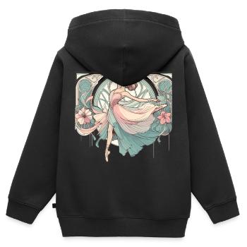 Danseuse de ballet Ballerine Art Nouveau Cadeau - Sweat Premium à capuche zippé enfant bio - noir - Dos - AI Model Kid Male (0cm)