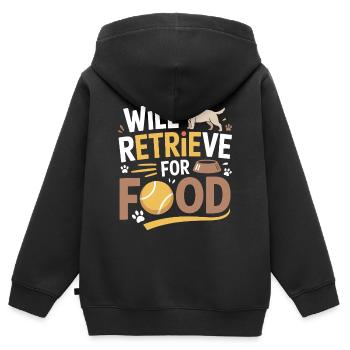 Wird für Futter apportieren Labrador Lustiger Hund - Kinder Premium Organic Zip Hoodie - Schwarz - Hinten - AI Model Kid Male (0cm)