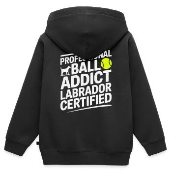 Ball Addict Labrador zertifizierter lustiger Hund - Kinder Premium Organic Zip Hoodie - Schwarz - Hinten - AI Model Kid Male (0cm)