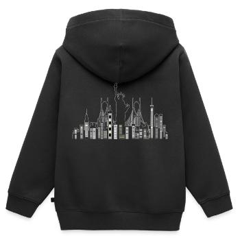 Gratte-ciel New York avec Statue de la Liberté - Sweat Premium à capuche zippé enfant bio - noir - Dos - AI Model Kid Male (0cm)