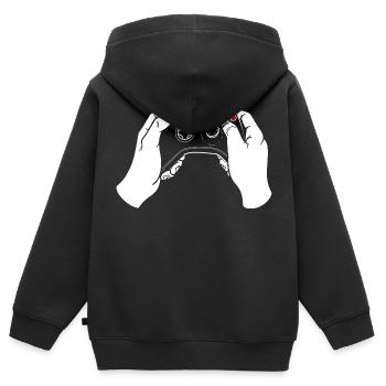 Manettes de jeu - Sweat Premium à capuche zippé enfant bio - noir - Dos - AI Model Kid Male (0cm)