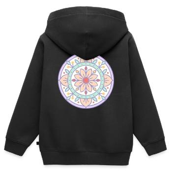 Mandala with risograph effect - Kids Premium Organic Zip-up Hoodie - black - Back - AI Model Kid Male (0cm)