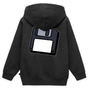 Floppy Disk Retro Symbol Computer - Kids Premium Organic Zip-up Hoodie - black - Back - AI Model Kid Male (0cm)