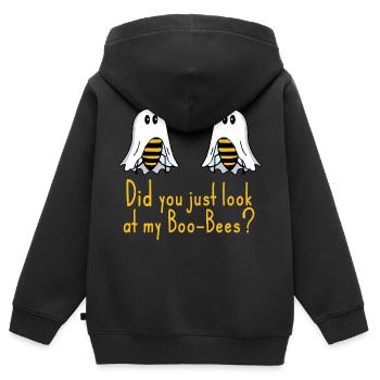 Boobees Boobs drôle de dicton - Sweat Premium à capuche zippé enfant bio - noir - Dos - AI Model Kid Male (0cm)