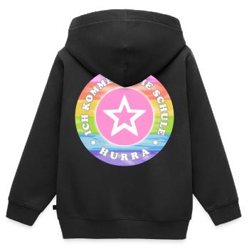 Ich komme in die Schule Mädchen Einschulung - Kinder Premium Organic Zip Hoodie - Schwarz - Hinten - AI Model Kid Male (0cm)