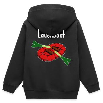 Lauchboot Lustiges Bild Witz dünn - Kinder Premium Organic Zip Hoodie - Schwarz - Hinten - AI Model Kid Male (0cm)