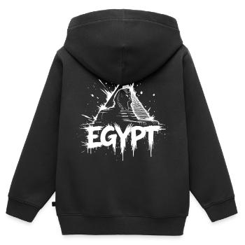 Pyramide du Sphinx d’Égypte - Sweat Premium à capuche zippé enfant bio - noir - Dos - AI Model Kid Male (0cm)