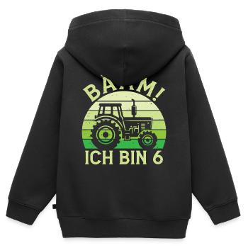 Ich bin 6 Jahre Drei Junge 6. Geburtstag Traktor - Kinder Premium Organic Zip Hoodie - Schwarz - Hinten - AI Model Kid Male (0cm)