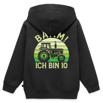 Ich bin 10 Jahre Drei Junge 10. Geburtstag Traktor - Kinder Premium Organic Zip Hoodie - Schwarz - Hinten - AI Model Kid Male (0cm)