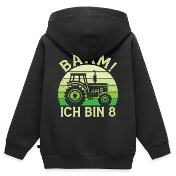 Ich bin 8 Jahre Drei Junge 8. Geburtstag Traktor - Kinder Premium Organic Zip Hoodie - Schwarz - Hinten - AI Model Kid Male (0cm)