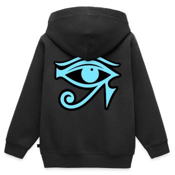 Symbole de l’œil d’Horus en Égypte - Sweat Premium à capuche zippé enfant bio - noir - Dos - AI Model Kid Male (0cm)