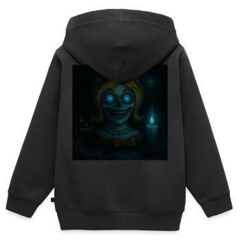Grusel Puppe Halloween Geschenk - Kinder Premium Organic Zip Hoodie - Schwarz - Hinten - AI Model Kid Male (0cm)