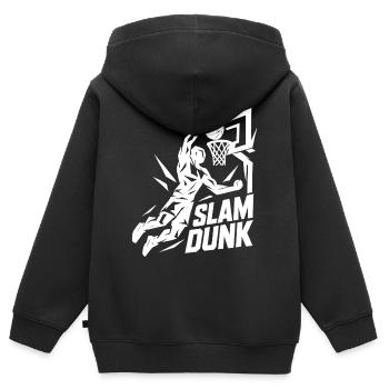 Basketball Slam Dunk Lancer Joueur Dunking Cadeau - Sweat Premium à capuche zippé enfant bio - noir - Dos - AI Model Kid Male (0cm)