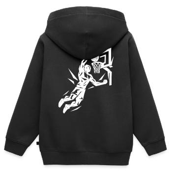 Basketball Slam Dunk Lancer Joueur Dunking Cadeau - Sweat Premium à capuche zippé enfant bio - noir - Dos - AI Model Kid Male (0cm)