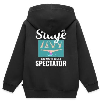 Zuschauer am Pool, Illustration, Synchronschwimmen - Kinder Premium Organic Zip Hoodie - Schwarz - Hinten - AI Model Kid Male (0cm)