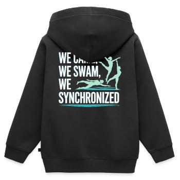 Wir kamen, wir schwammen, wir synchronschwimmen Design - Kinder Premium Organic Zip Hoodie - Schwarz - Hinten - AI Model Kid Male (0cm)