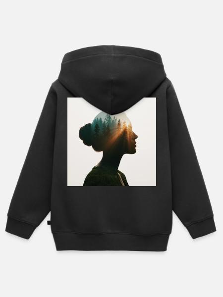 Waldseele - Kinder Premium Organic Zip Hoodie - Schwarz
