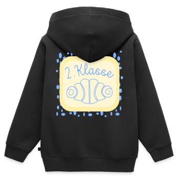 Franzbrötchen Schulkind 2. Klasse - Kinder Premium Organic Zip Hoodie - Schwarz - Hinten - AI Model Kid Male (0cm)