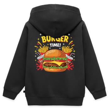Burgers de Hambourg - Sweat Premium à capuche zippé enfant bio - noir - Dos - AI Model Kid Male (0cm)