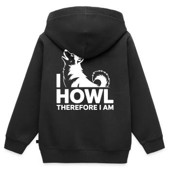 Ich heule, also bin ich ein heiserer Wolf - Kinder Premium Organic Zip Hoodie - Schwarz - Hinten - AI Model Kid Male (0cm)