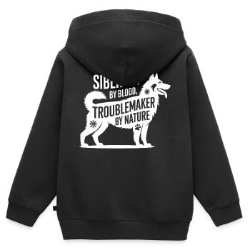 Husky durch Blut, Unruhestifter durch Natur - Kinder Premium Organic Zip Hoodie - Schwarz - Hinten - AI Model Kid Male (0cm)