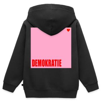 Politik Demokratie Herz - Kinder Premium Organic Zip Hoodie - Schwarz - Hinten - AI Model Kid Male (0cm)