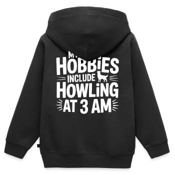 Zu meinen Hobbys gehört das Heulen von Huskys - Kinder Premium Organic Zip Hoodie - Schwarz - Hinten - AI Model Kid Male (0cm)