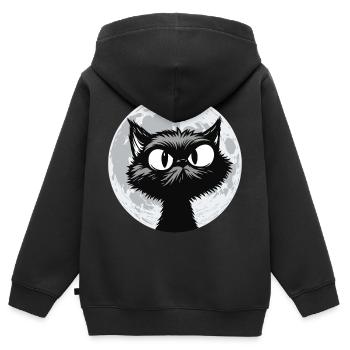 Chat de Lune Minuit - Sweat Premium à capuche zippé enfant bio - noir - Dos - AI Model Kid Male (0cm)