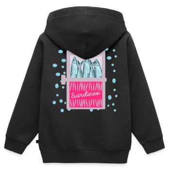 BOÎTE DE POISSON SARDINES BOÎTE DE POISSON - Sweat Premium à capuche zippé enfant bio - noir - Dos - AI Model Kid Male (0cm)