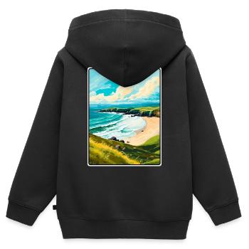 Affichage de voyage de la péninsule de Dingle en Irlande Paysage urbain - Sweat Premium à capuche zippé enfant bio - noir - Dos - AI Model Kid Male (0cm)