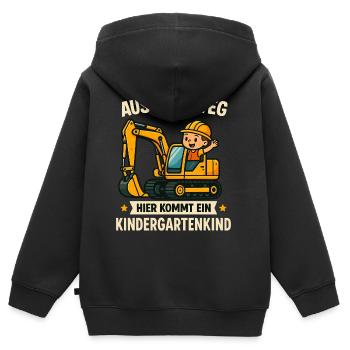 Maternelle Enfant Excavatrice Maternelle Garçon - Sweat Premium à capuche zippé enfant bio - noir - Dos - AI Model Kid Male (0cm)