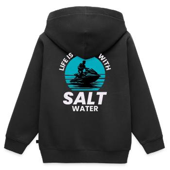 Das Leben ist besser mit Salzwasser - Kinder Premium Organic Zip Hoodie - Schwarz - Hinten - AI Model Kid Male (0cm)
