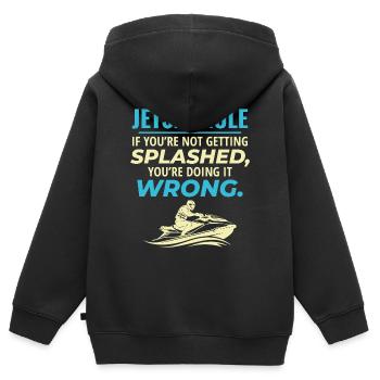Jetski Humor Ozean Wellen Splash Rider - Kinder Premium Organic Zip Hoodie - Schwarz - Hinten - AI Model Kid Male (0cm)