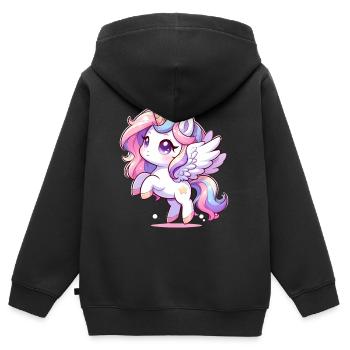 Magisches Einhorn - Kinder Premium Organic Zip Hoodie - Schwarz - Hinten - AI Model Kid Male (0cm)