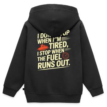 Drôle de jet ski : panne de carburant - Sweat Premium à capuche zippé enfant bio - noir - Dos - AI Model Kid Male (0cm)