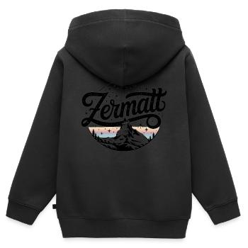 Zermatt - Souvenir Design - Kinder Premium Organic Zip Hoodie - Schwarz - Hinten - AI Model Kid Male (0cm)