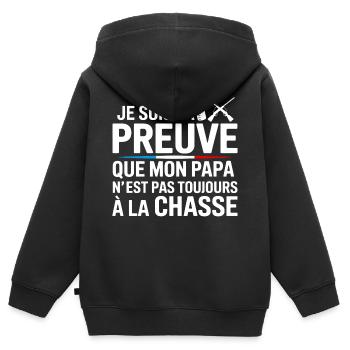 Citation humoristique bébé  - Sweat Premium à capuche zippé enfant bio - noir - Dos - AI Model Kid Male (0cm)