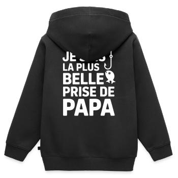 Humorvolles Angeln Vater Zitat - Kinder Premium Organic Zip Hoodie - Schwarz - Hinten - AI Model Kid Male (0cm)