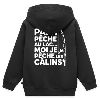 Baby Humor T-Shirt – Daddy Peach, Me Hugs 💖 - Kids Premium Organic Zip-up Hoodie - black - Back - AI Model Kid Male (0cm)