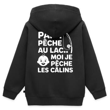 Dad Fishing at the Lake Humorous - Kids Premium Organic Zip-up Hoodie - black - Back - AI Model Kid Male (0cm)