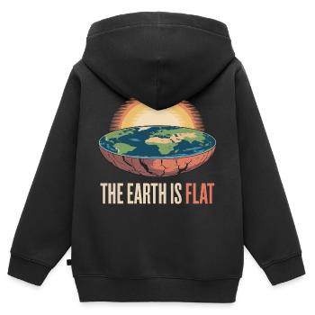 Die Erde ist eine Scheibe Humorvolle Theorie - Kinder Premium Organic Zip Hoodie - Schwarz - Hinten - AI Model Kid Male (0cm)