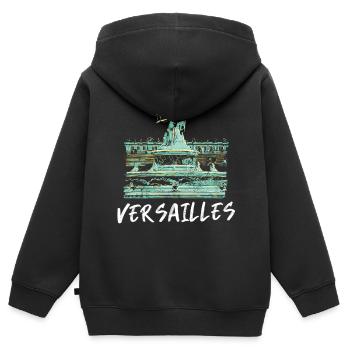 Versailles, Fontaine Baroque - Sweat Premium à capuche zippé enfant bio - noir - Dos - AI Model Kid Male (0cm)