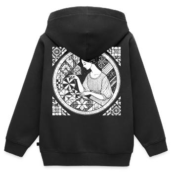 Quilten Design – Kreativität & Handarbeit - Kinder Premium Organic Zip Hoodie - Schwarz - Hinten - AI Model Kid Male (0cm)
