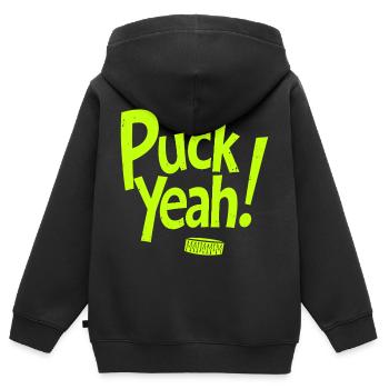 Puck Yeah Eishockey Spruch Hockey Puck Grafik - Kinder Premium Organic Zip Hoodie - Schwarz - Hinten - AI Model Kid Male (0cm)