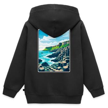 Giant's Causeway Nordirland Küstenbasalt - Kinder Premium Organic Zip Hoodie - Schwarz - Hinten - AI Model Kid Male (0cm)