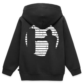 Croquis de boxeur - Sweat Premium à capuche zippé enfant bio - noir - Dos - AI Model Kid Male (0cm)